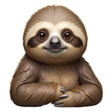 Cinematic Noble Sloth Portrait Emoji, Poised and serene, with a leisurely, gentle build and calm, wise eyes adorned with soft, textured fur, Simplified yet sharp and sophisticated features, highly detailed, glowing with a soft, tranquil glow, high shine, intelligent and unhurried, stylized with an air of relaxed authority, focused and composed, soft glowing outline, capturing the essence of a watchful and confident guardian that appears ready to slowly emerge from the screen with effortless grace! sticker