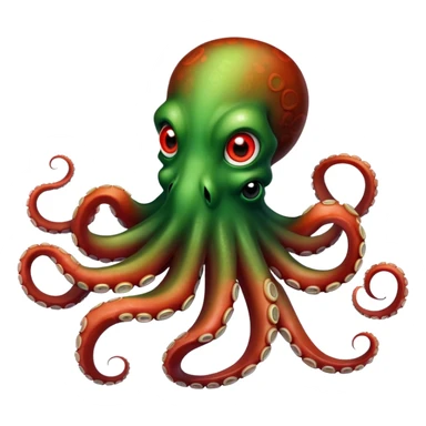 An Octopus That is green and has red emrald eyes sticker