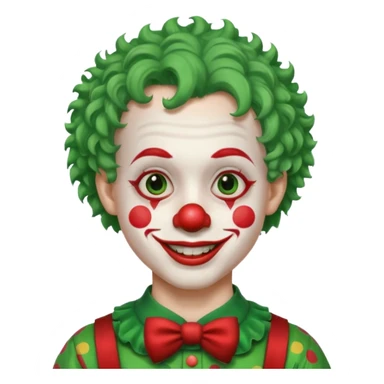 boy clown with curly green hair sticker