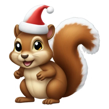Squirrel Santa holiday lights sticker