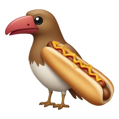 Bird with a hotdog sticker