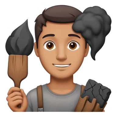 Man holding charcoal  sticker