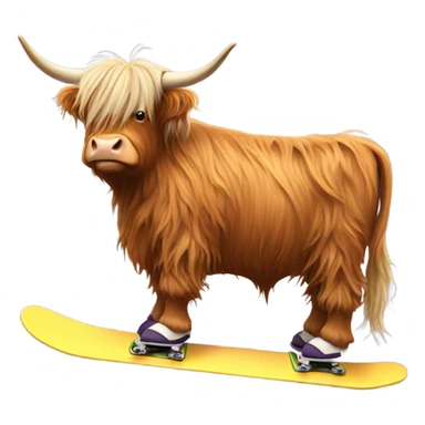 Highland cow on snowboard sticker