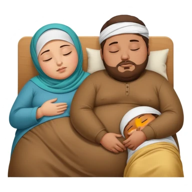 Obese brown man sleeping next to skinny hijabi sticker