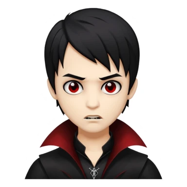 Boy, Vampire, Black Hair, medium long, emo, dark, spooky, brown skin sticker
