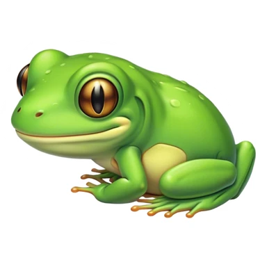 Meme-Worthy Cute Sleeping Green Tree Frog Portrait Emoji, Head resting peacefully with a contented smile, showcasing a compact, vividly green body with softly closed, serene eyes, Simplified yet adorably endearing features, highly detailed, glowing with a soft, drowsy jungle light, high shine, relaxed and utterly lovable, stylized with an air of playful laziness, soft glowing outline, capturing the essence of a sleeping green tree frog that feels destined to become the next viral icon of adorable rest! sticker