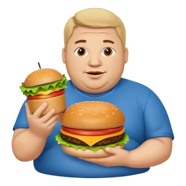 fat guy holding burger sticker
