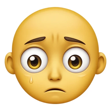 Create a sad face, big eyes, sad crying with tears, regular emoji, yellow face, big eyes, circular shape emoji sticker