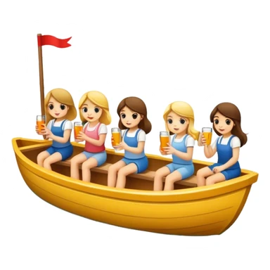 8 girls on a peddle boat drinking sticker