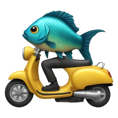 fish on scooter  sticker