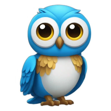 UN BUHO AZUL con una U en el pecho DANDO LAS GRACIAS sticker