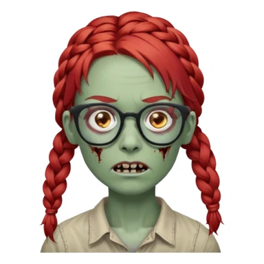 zombie with braided red hair and glassess sticker