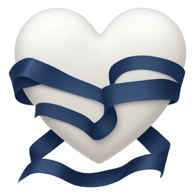 White heart with a navy blue ribbon tied around it  sticker