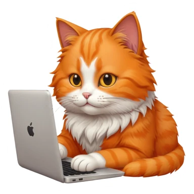 busy cat typing on laptop sticker