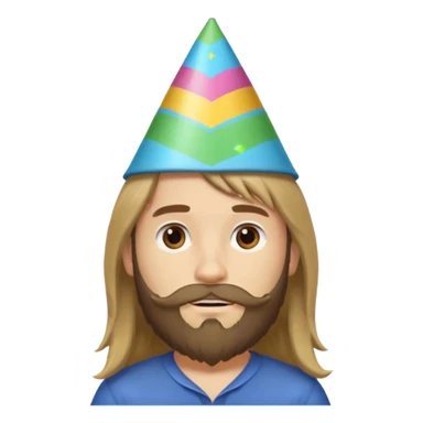 party hatted boy with long hair & bearded sticker