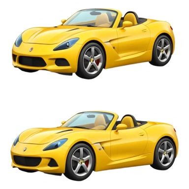 Generate a high-quality 3D cartoon-style emoji of a yellow sports car, sleek and shiny, realistic shading, smooth gradient colors, rounded and cute appearance, simple white background, high-resolution. sticker