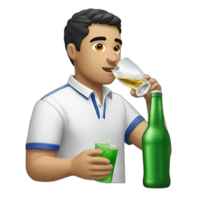 Latin guy Drinking and using lacoste sticker