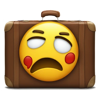 Hurt emoji on a suitcase sticker