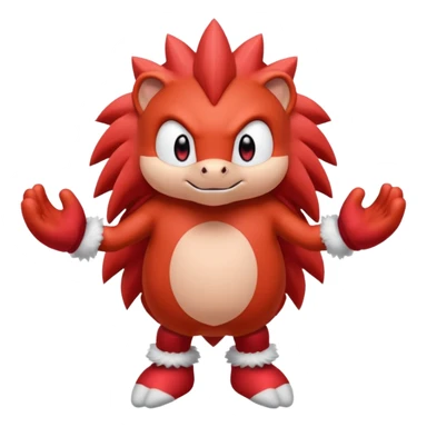 Sonic the hedgehogs friend knuckles a red animal with peach arms and white mittens, he’s a echidna with red eyes sticker