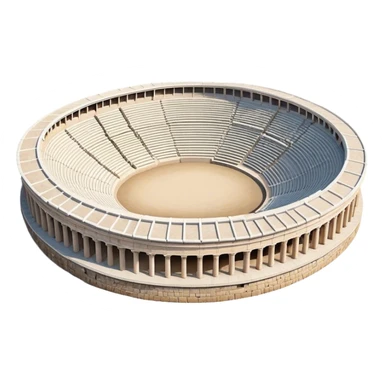 Cinematic Realistic Pula Arena Landmark Emoji, showcasing the ancient Roman amphitheater rendered with detailed weathered stone textures and dramatic lighting. sticker