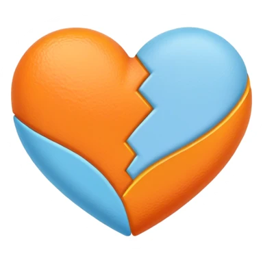 Half  orange and half baby blue heart  matte sticker