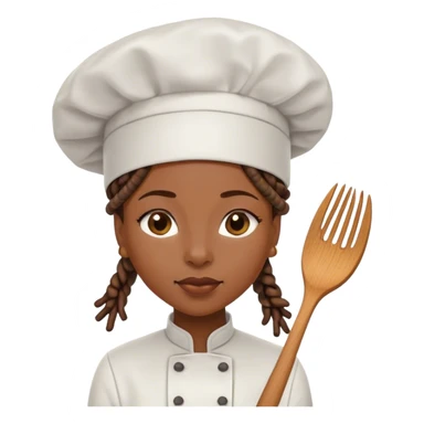 Black woman with locs with a chef hat sticker