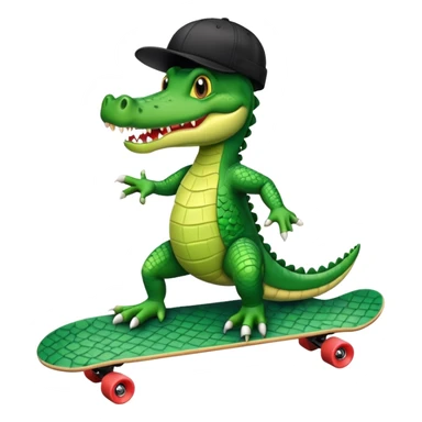 crocodile wearing a cap on a skateboard sticker