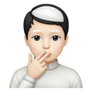 Solid White color Shh finger and hand emoji sticker