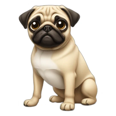 pug wearing a t-shirt sticker