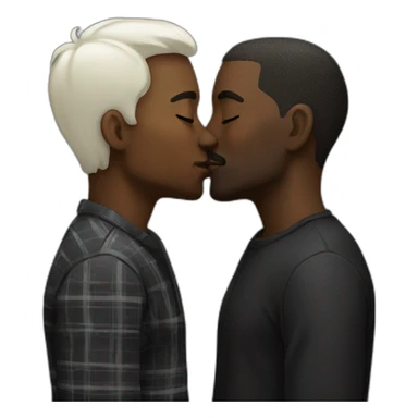 White and black men kiss sticker