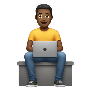 guy sitting in front of a laptop sticker