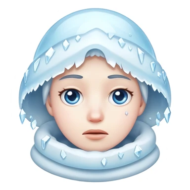 Shivering face with ice crystals, very cold sticker