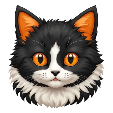 black fluffy kitten with orange and white spots sticker