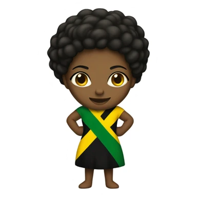Black woman with fist up with Jamaican flag on back sticker