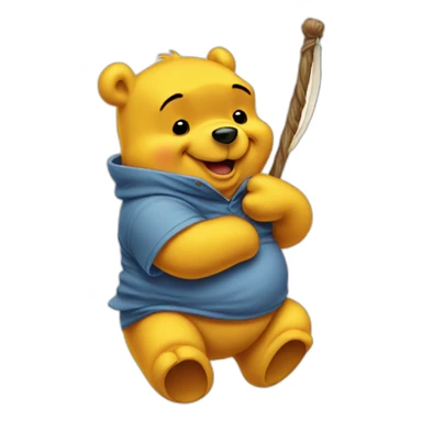 Winnie the pooh with china flag sticker