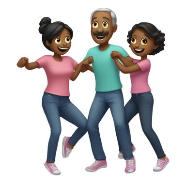 Parents and 2 daughters dancing sticker
