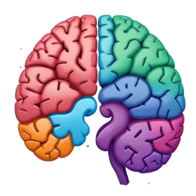 Un cerebro dividido a la mitad; el lado izquierdo está formado por puntos y ceros (0101), y el lado derecho por manchas de pintura de colores vibrantes. sticker