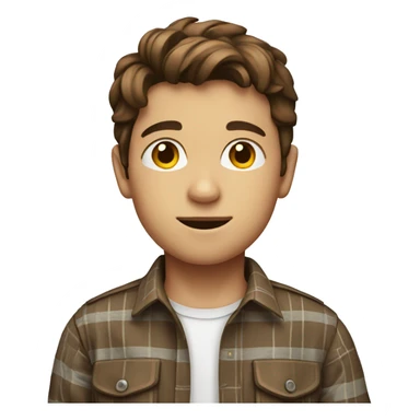 Brown haired young boy in plaid shirt sticker