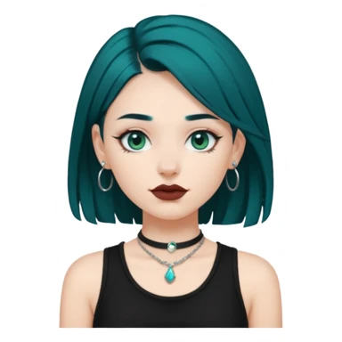 Can you make a girl with dark teal hair and a septum piercing sticker