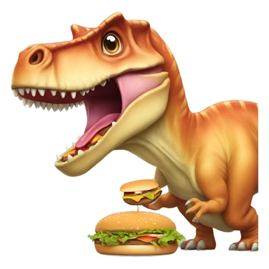 Dinosaur eating a burger  sticker