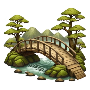 Old Japanese wooden bridge sticker