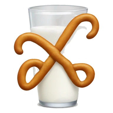 A glass of milk with a pretzel sticker