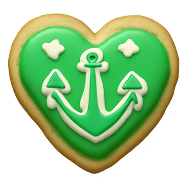 cookie heart with green anchor sticker