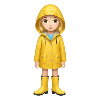 Girl in a yellow raincoat and rain boots sticker