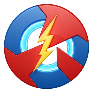 Red and blue lightening in a circle shape with effects sticker