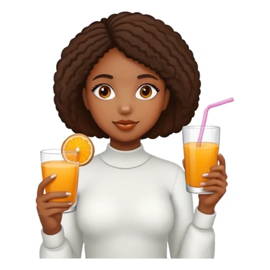 Black girl with orange juice and cookie in her hands sticker
