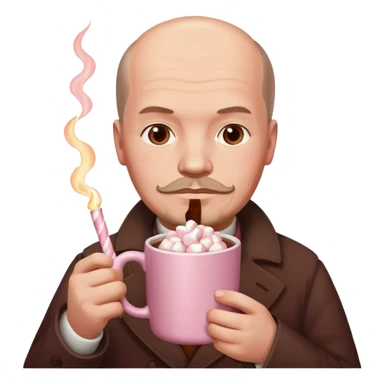 Lenin hold  Light Pink mug of hot chocolate with marshmallows  sticker