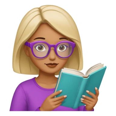 woman reading a book colored glasses sticker