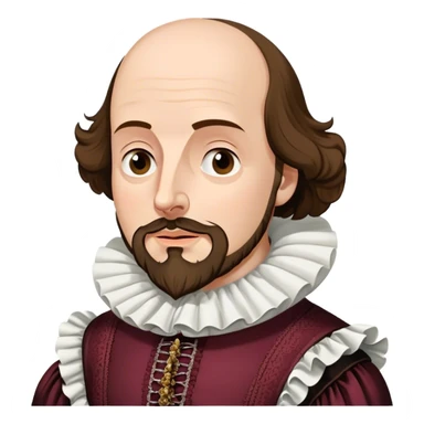 Cinematic Realistic portrait of William Shakespeare, depicted as an iconic playwright in richly detailed Elizabethan attire with a ruffled collar, expressive eyes, and a thoughtful gaze, bathed in dramatic historical lighting that evokes the Bard’s timeless legacy sticker