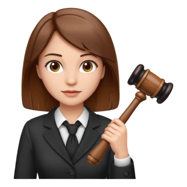 legal expert professional woman with brown hair holding a gavel confident expression sticker